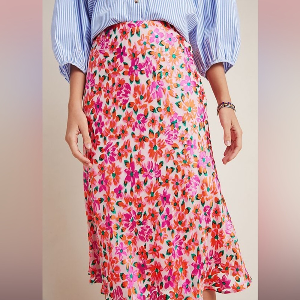 Anthropologie Maeve Ravenna Bias Midi Skirt